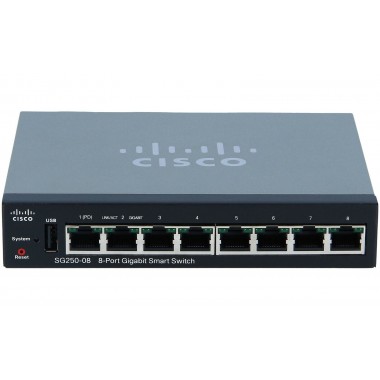 Коммутатор Cisco SG250-08HP-K9-EU